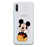 Manitoba Samsung Galaxy A20S Uyumlu Mickey Tasarımlı Şeffaf Telefon Kılıfı, Çok Renkli