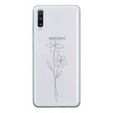 Manitoba Samsung Galaxy A20S Uyumlu Minimal Çiçek Tasarımlı Şeffaf Telefon Kılıfı