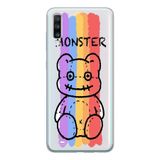 Manitoba Samsung Galaxy A20S Uyumlu Monster Tasarımlı Şeffaf Telefon Kılıfı, Çok Renkli
