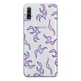 Manitoba Samsung Galaxy A20S Uyumlu Mor Şimşek Tasarımlı Şeffaf Telefon Kılıfı