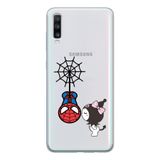 Manitoba Samsung Galaxy A20S Uyumlu Örümcek Adam Tasarımlı Şeffaf Telefon Kılıfı, Silikon, Çok Renkli