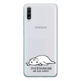 Manitoba Samsung Galaxy A20S Uyumlu Overthinking Tasarımlı Şeffaf Telefon Kılıfı, Çok Renkli