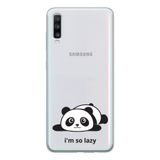 Manitoba Samsung Galaxy A20S Uyumlu Panda Tasarımlı Şeffaf Telefon Kılıfı, Silikon, Çok Renkli