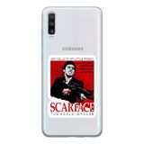 Manitoba Samsung Galaxy A20S Uyumlu Scarface Tasarımlı Şeffaf Telefon Kılıfı, Çok Renkli
