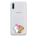 Manitoba Samsung Galaxy A20S Uyumlu Sevimli Ayıcıklar Tasarımlı Baskılı Şeffaf Telefon Kılıfı