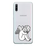 Manitoba Samsung Galaxy A20S Uyumlu Sevimli Melek Tasarımlı Şeffaf Telefon Kılıfı, Çok Renkli