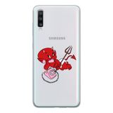 Manitoba Samsung Galaxy A20S Uyumlu Sevimli Minik Şeytan Tasarımlı Şeffaf Telefon Kılıfı, Çok Renkli
