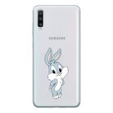 Manitoba Samsung Galaxy A20S Uyumlu Sevimli Tavşan Tasarımlı Şeffaf Telefon Kılıfı, Çok Renkli