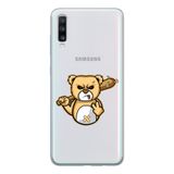 Manitoba Samsung Galaxy A20S Uyumlu Sinirli Ayı Tasarımlı Şeffaf Telefon Kılıfı, Çok Renkli