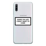 Manitoba Samsung Galaxy A20S Uyumlu Sorry Im Late Tasarımlı Şeffaf Telefon Kılıfı, Çok Renkli
