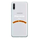 Manitoba Samsung Galaxy A20S Uyumlu Stay Away Tasarımlı Şeffaf Telefon Kılıfı, Çok Renkli