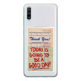 Manitoba Samsung Galaxy A20S Uyumlu Thank You Tasarımlı Şeffaf Telefon Kılıfı, Çok Renkli