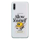 Manitoba Samsung Galaxy A20S Uyumlu To Be Happy Tasarımlı Şeffaf Telefon Kılıfı, Çok Renkli