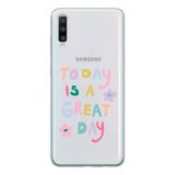 Manitoba Samsung Galaxy A20S Uyumlu Today Is A Great Day Tasarımlı Şeffaf Telefon Kılıfı, Çok Renkli
