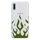 Manitoba Samsung Galaxy A20S Uyumlu Yeşil Alev Tasarımlı Şeffaf Telefon Kılıfı