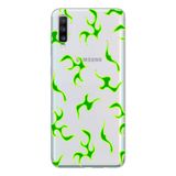 Manitoba Samsung Galaxy A20S Uyumlu Yeşil Yıldırım Tasarımlı Şeffaf Telefon Kılıfı