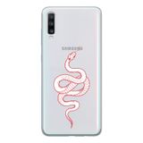 Manitoba Samsung Galaxy A20S Uyumlu Yılan Tasarımlı Şeffaf Telefon Kılıfı, Silikon, Çok Renkli