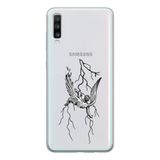 Manitoba Samsung Galaxy A20S Uyumlu Yıldırım Tasarımlı Baskılı Şeffaf Telefon Kılıfı