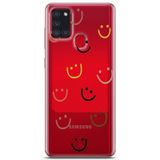 Manitoba Samsung Galaxy A21S Uyumlu Gülen Yüzler Tasarımlı Şeffaf Telefon Kılıfı, Çok Renkli