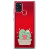 Manitoba Samsung Galaxy A21S Uyumlu Sevimli Kaktüsler Tasarımlı Şeffaf Telefon Kılıfı, Çok Renkli