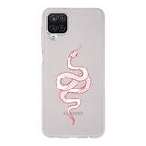 Manitoba Samsung Galaxy A22, M22, M32 Uyumlu Baskılı Yumuşak Silikon Şeffaf Telefon Kılıfı, Kırmızı Yılan Deseni