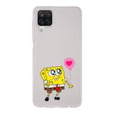 Manitoba Samsung Galaxy A22/M22/M32 ile Uyumlu SpongeBob Tasarımlı Baskılı Şeffaf Silikon Telefon Kılıfı