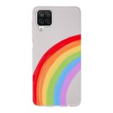 Manitoba Samsung Galaxy A22/M22/M32 Uyumlu Baskılı Yumuşak Silikon Şeffaf Telefon Kılıfı, Gökkuşağı Desen