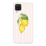 Manitoba Samsung Galaxy A22/M22/M32 Uyumlu Baskılı Yumuşak Silikon Şeffaf Telefon Kılıfı, Limon Desenli