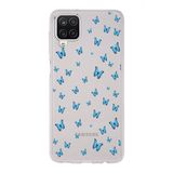 Manitoba Samsung Galaxy A22/M22/M32 Uyumlu Baskılı Yumuşak Silikon Şeffaf Telefon Kılıfı, Mavi Kelebek Desen