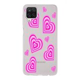 Manitoba Samsung Galaxy A22/M22/M32 Uyumlu Baskılı Yumuşak Silikon Şeffaf Telefon Kılıfı, Pembe Kalp Desen
