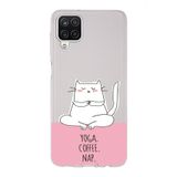 Manitoba Samsung Galaxy A22/M22/M32 Uyumlu Baskılı Yumuşak Silikon Şeffaf Telefon Kılıfı, Yoga Coffee Nap Desen