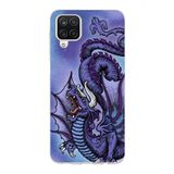 Manitoba Samsung Galaxy A22/M22/M32 Uyumlu Baskılı Yumuşak Silikon Telefon Kılıfı, Mor Ejderha Desen