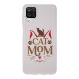 Manitoba Samsung Galaxy A22/M22/M32 Uyumlu Cat Mom Tasarımlı Şeffaf Telefon Kılıfı, Çok Renkli