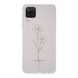 Manitoba Samsung Galaxy A22/M22/M32 Uyumlu Minimal Çiçek Tasarımlı Şeffaf Telefon Kılıfı