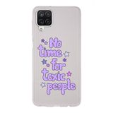 Manitoba Samsung Galaxy A22/M22/M32 Uyumlu No Time For Tasarımlı Şeffaf Telefon Kılıfı, Çok Renkli
