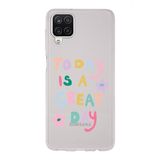 Manitoba Samsung Galaxy A22/M22/M32 Uyumlu Today Is A Great Day Tasarımlı Şeffaf Telefon Kılıfı, Çok Renkli
