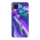 Manitoba Samsung Galaxy A22/M22/M32 Uyumlu Uzay Tasarımlı Şeffaf Telefon Kılıfı, Çok Renkli