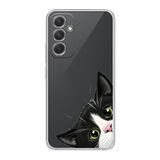 Manitoba Samsung Galaxy A25 Uyumlu Baskılı Yumuşak Silikon Şeffaf Telefon Kılıfı, Kedi Deseni