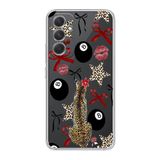 Manitoba Samsung Galaxy A25 Uyumlu Baskılı Yumuşak Silikon Şeffaf Telefon Kılıfı, Leopar Desen
