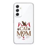 Manitoba Samsung Galaxy A25 Uyumlu Cat Mom Tasarımlı Şeffaf Telefon Kılıfı, Çok Renkli