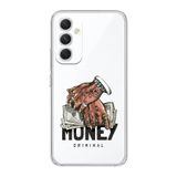 Manitoba Samsung Galaxy A25 Uyumlu Criminal Money Tasarımlı Şeffaf Telefon Kılıfı