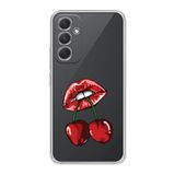 Manitoba Samsung Galaxy A25 Uyumlu Dudak ve Kiraz Tasarımlı Baskılı Şeffaf Telefon Kılıfı