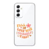Manitoba Samsung Galaxy A25 Uyumlu Fall In Love Tasarımlı Şeffaf Telefon Kılıfı, Çok Renkli