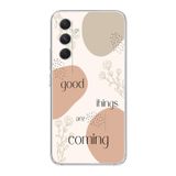 Manitoba Samsung Galaxy A25 Uyumlu Good Things Are Coming Tasarımlı Şeffaf Telefon Kılıfı, Çok Renkli