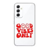 Manitoba Samsung Galaxy A25 Uyumlu Good Vibes Only Tasarımlı Şeffaf Telefon Kılıfı