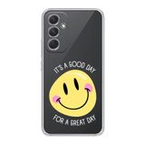 Manitoba Samsung Galaxy A25 Uyumlu, It's A Good Day Tasarımlı, Şeffaf Silikon Telefon Kılıfı, Çok Renkli