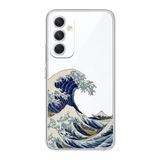 Manitoba Samsung Galaxy A25 Uyumlu Kanagawa Dalgası Tasarımlı Şeffaf Telefon Kılıfı, Silikon, Çok Renkli