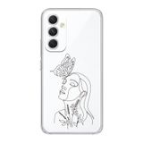 Manitoba Samsung Galaxy A25 Uyumlu Soyut Sanat Tasarımlı Şeffaf Telefon Kılıfı, Silikon, Çok Renkli