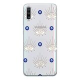 Manitoba Samsung Galaxy A30S/A50/A50S Uyumlu Nazar Boncuğu Tasarımlı Baskılı Şeffaf Telefon Kılıfı