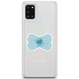 Manitoba Samsung Galaxy A31 ile Uyumlu Kalp Yara Bandı Tasarımlı Baskılı Şeffaf Telefon Kılıfı